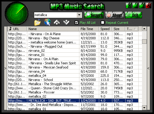 MP3 Music Search Screenshot